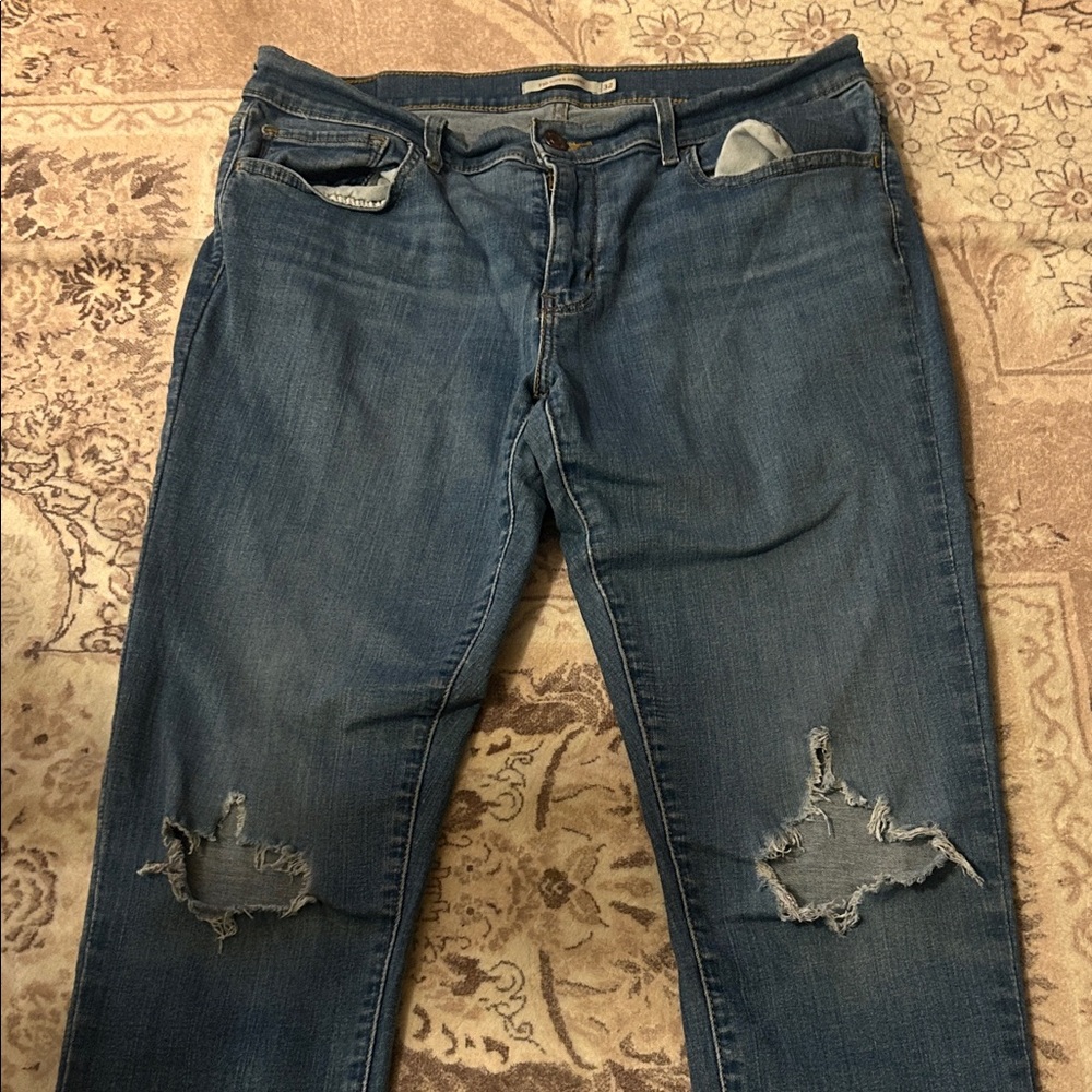 Women's Distressed Blue Skinny Jeans